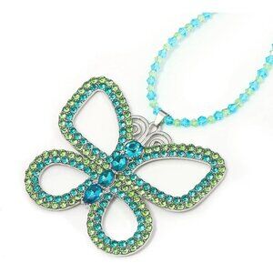 Womens Butterfly Sparkling Halloween Green Pendant Adjustable Christmas Necklace